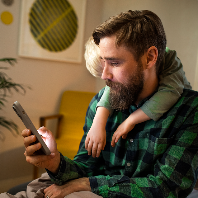 Man and child on digital health app discussing with doctor