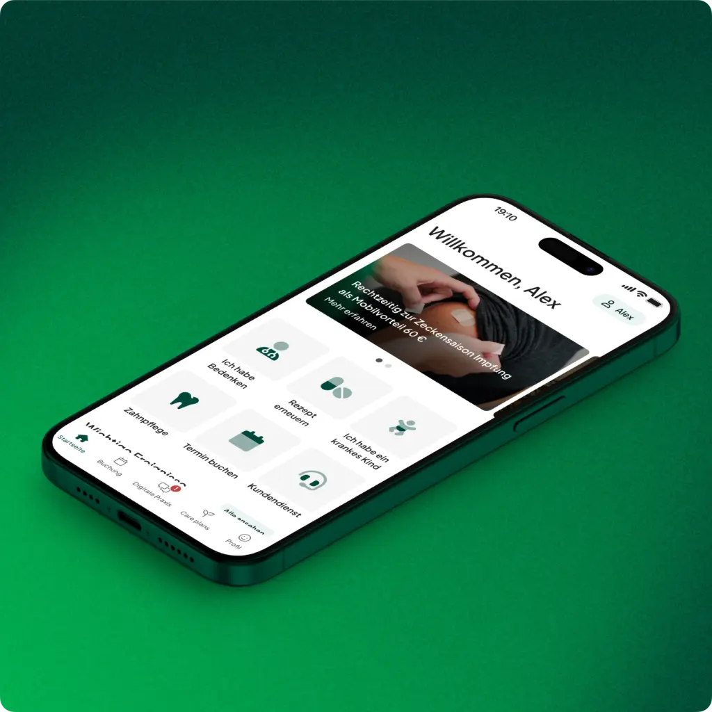 BeeHealthy Software Digitale Praxis Startseite auf dem Smartphone